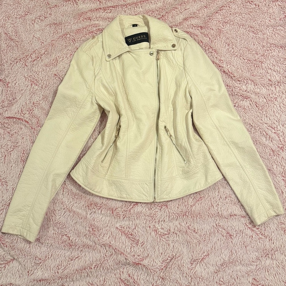 Guess Women's Off-White Leather Jacket